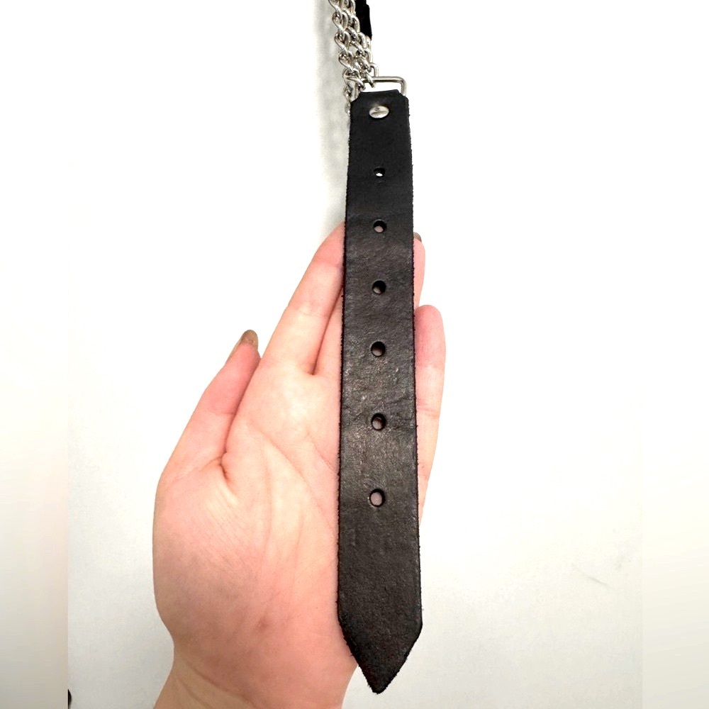Black Leather Chain Belt - Picture 4 of 4